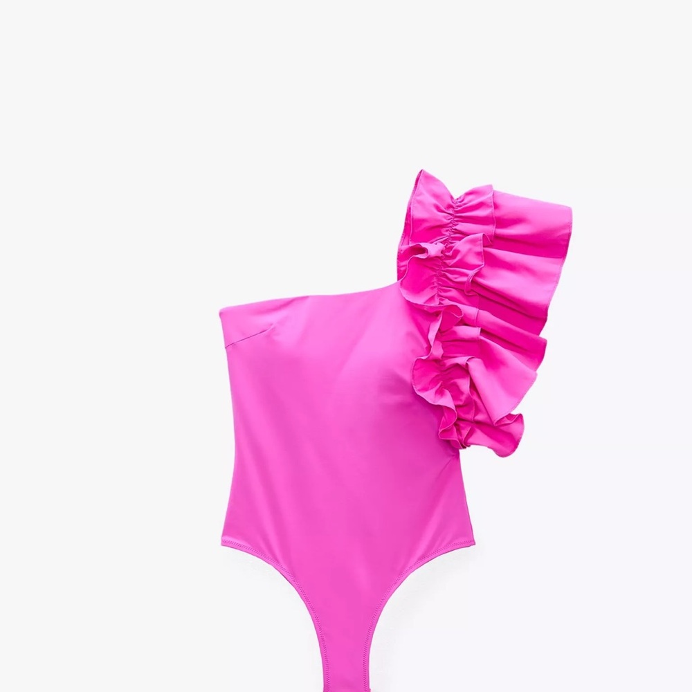 Zara Hot Pink One Piece Bathing Suit - Size M